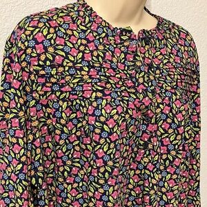NWT Croft & Barrow Floral Blouse - Pink, Green, and Blue long sleeve size XXL
